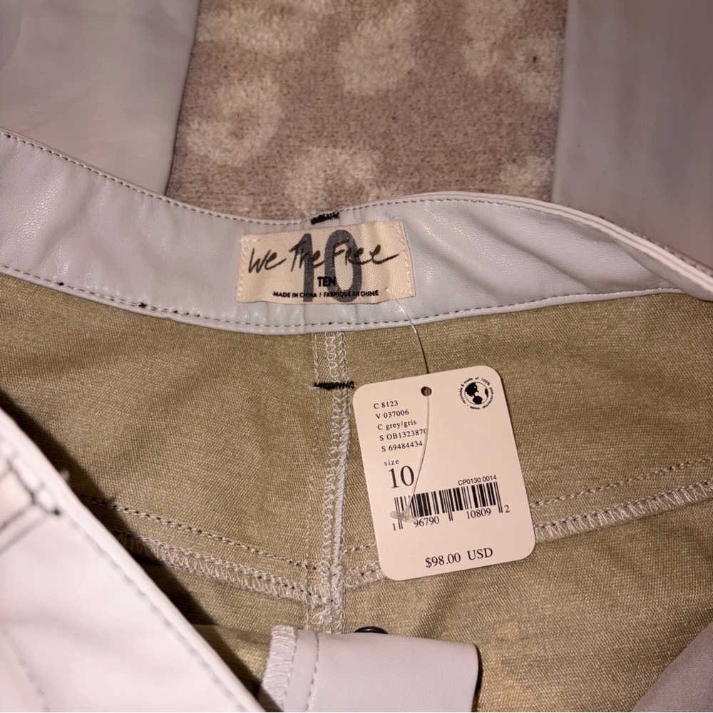 Free People The It Factor Vegan Leather Wide Leg Pants Off White Size 10 NWT - Picture 5 of 9